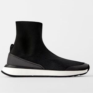 Black Zara Hi-Top Fabric Sneakers